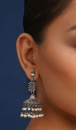 Load image into Gallery viewer, Ekani Rumki Tribal Silver Tone Brass Jhumki Earrings
