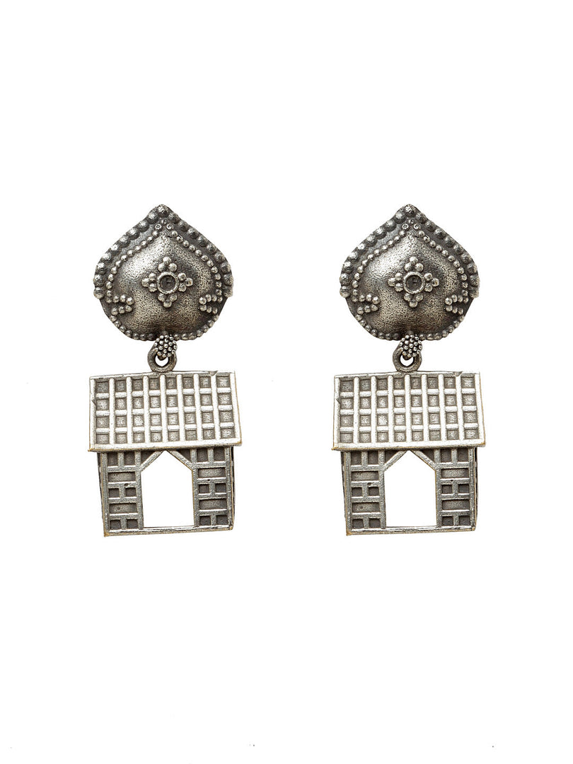 Ekani Gharonda Silver Plated Quirky Drop Earrings