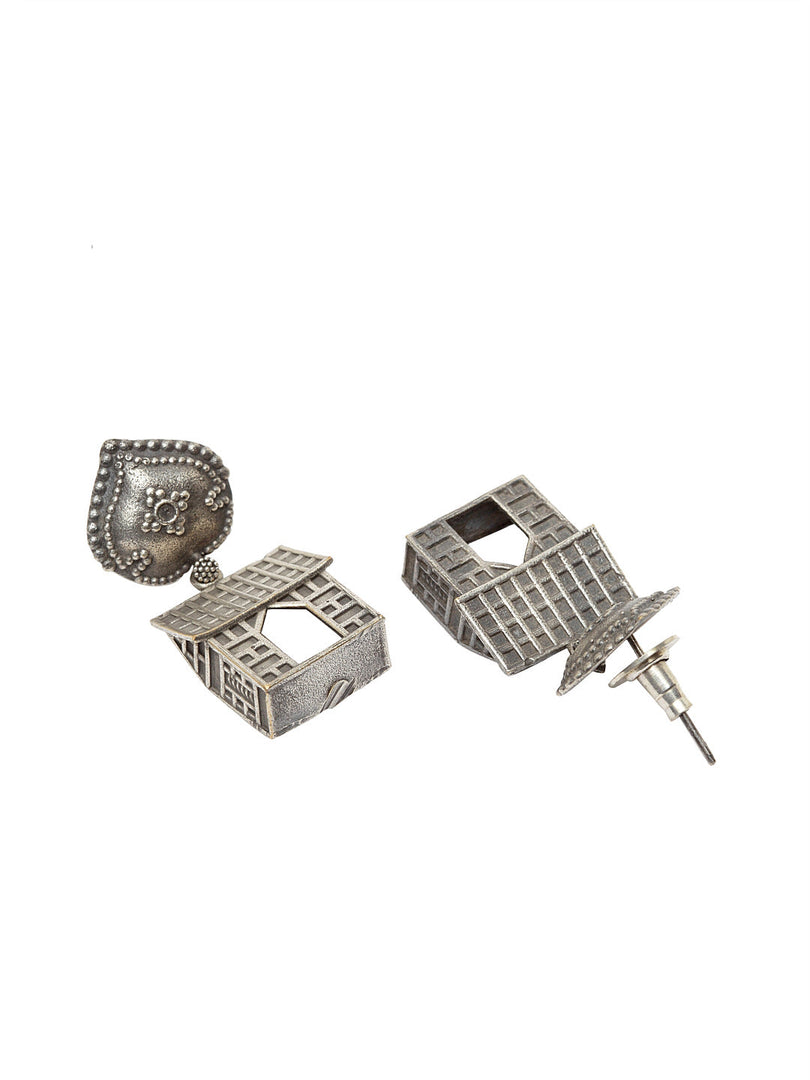 Ekani Gharonda Silver Plated Quirky Drop Earrings