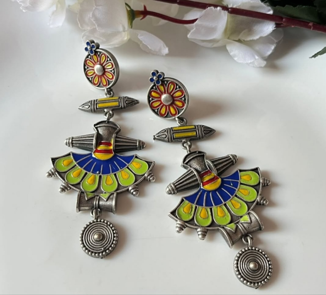 Ekani Nautanki Meenakari Hand Painted Drop Earrings