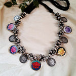 Load image into Gallery viewer, Ekani Prakriti Brass Silver Meenakari Vintage Necklace

