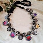 Load image into Gallery viewer, Ekani Prakriti Brass Silver Meenakari Vintage Necklace

