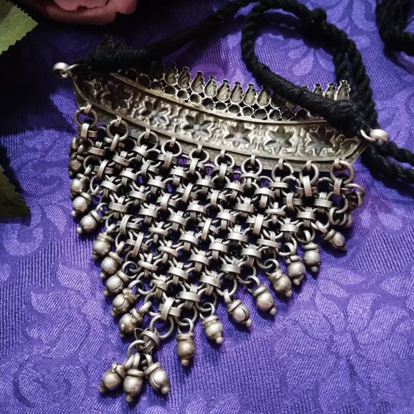 Ekani Kavali Brass Silver Replica Statement Necklace