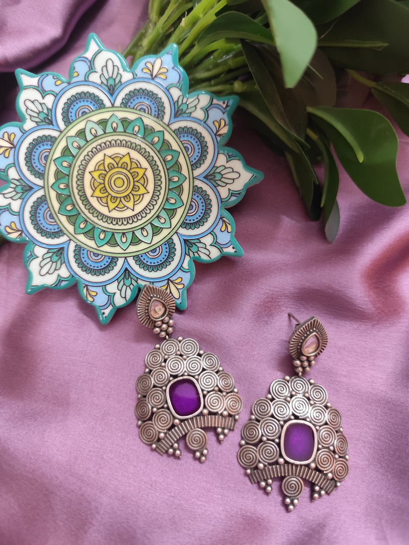 Ekani Mandushi Brass Silver Statement Earrings