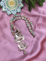 Load image into Gallery viewer, Ekani Bhavika Silver Onyx Fusion Statement Necklace
