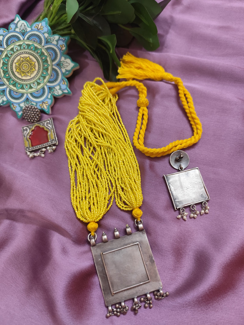 Ekani Raaga Meenakari Beads Jharokha Statement Necklace Set