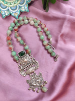 Load image into Gallery viewer, Ekani Bhavika Silver Onyx Fusion Statement Necklace
