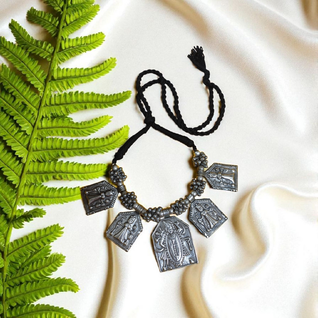 Ekani Unisex Tribal Lakshmi Narayan Brass Statement Necklace