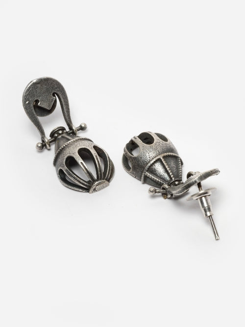 Ekani Handcrafted Silver-plated Antique Tribal Drop Earrings