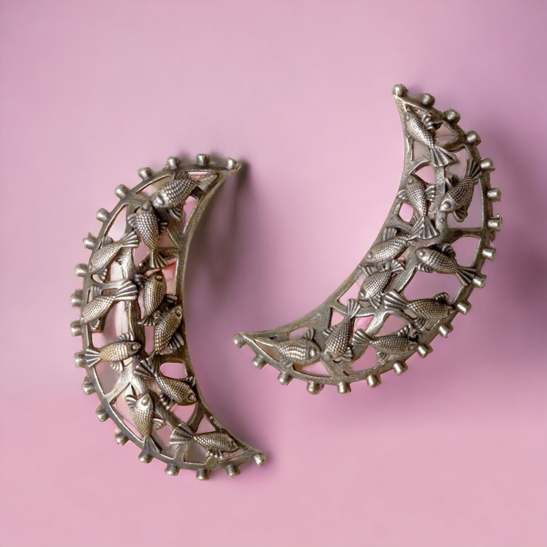 EKANI VASUDHA SILVER OXIDISED EARRINGS