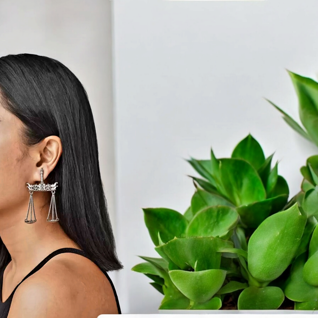 Ekani Tarazu Quirky Silver Replica Brass  Earrings