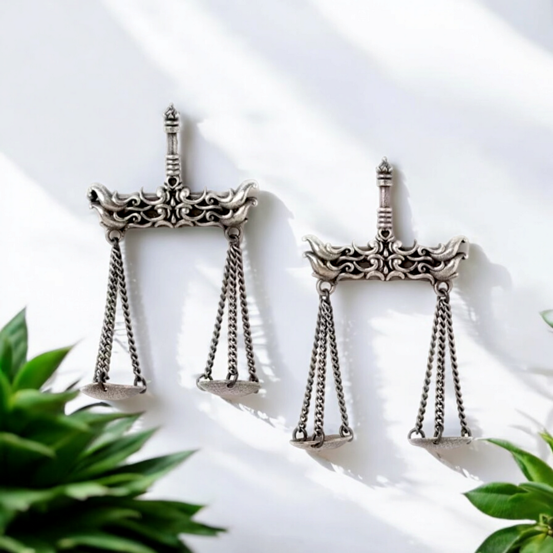 Ekani Tarazu Quirky Silver Replica Brass  Earrings