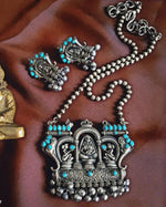 Load image into Gallery viewer, Ekani Jamini Roy Inspired Silver Brass Necklace Set
