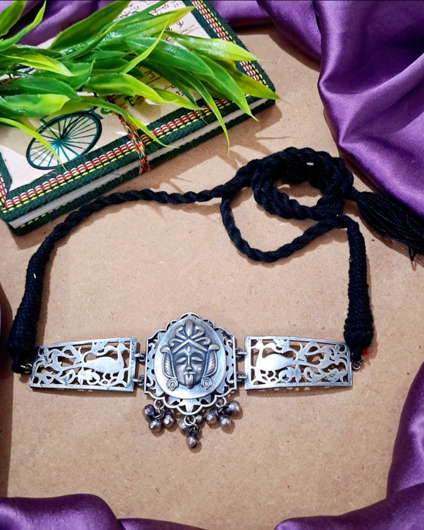 Ekani Kaali Silver Toned Handcrafted Brass Choker