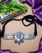 Load image into Gallery viewer, Ekani Kaali Silver Toned Handcrafted Brass Choker
