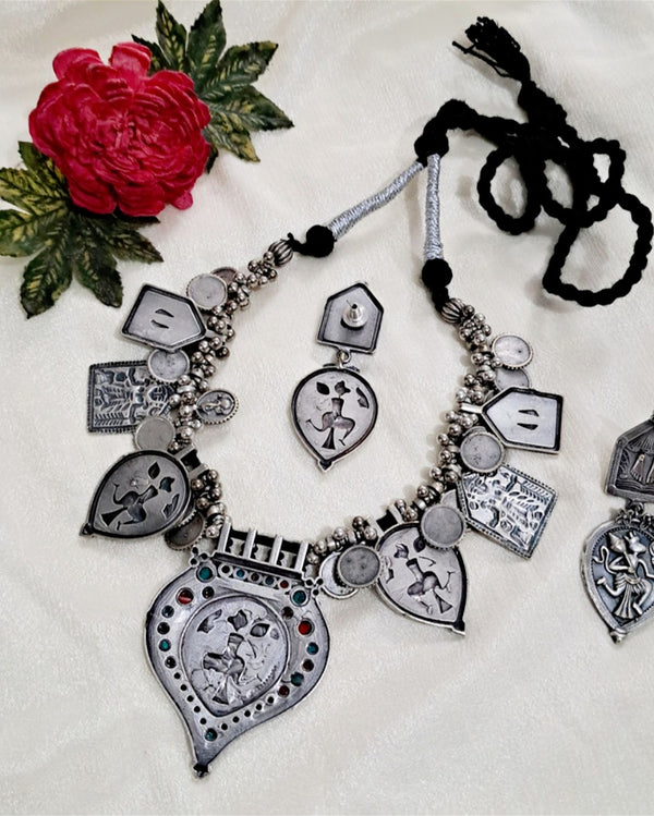 Ekani Avismaya Brass Silver Handcrafted Jewelry Set