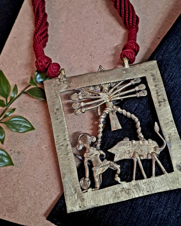 Ekani Durga Dokra Brass Gold Polish Necklace