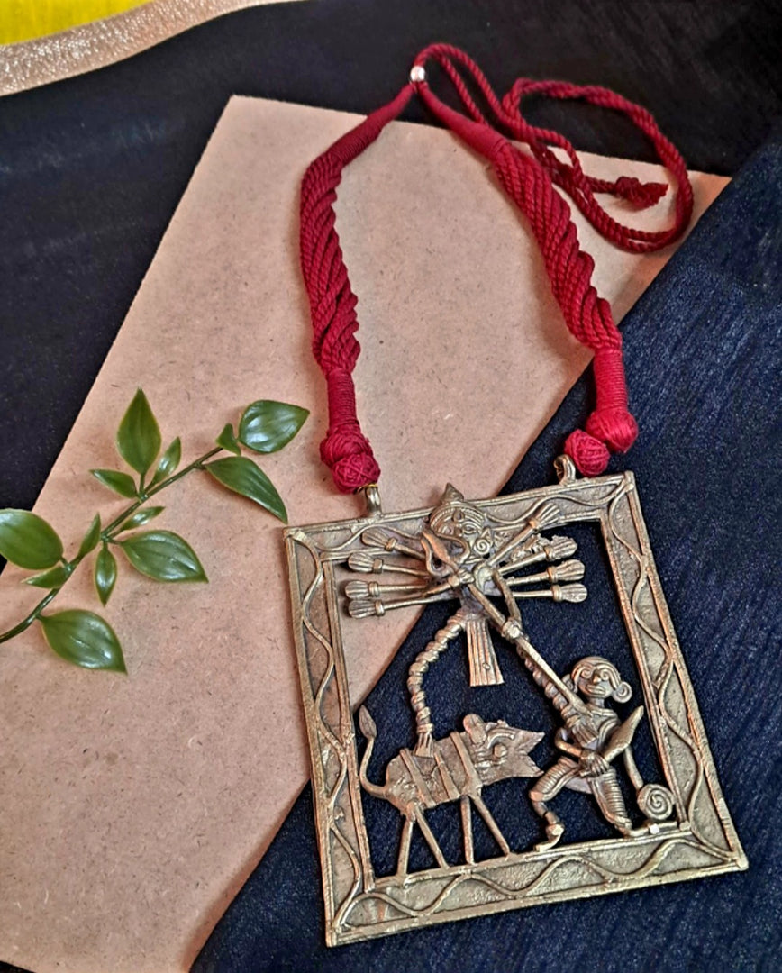 Ekani Durga Dokra Brass Gold Polish Necklace