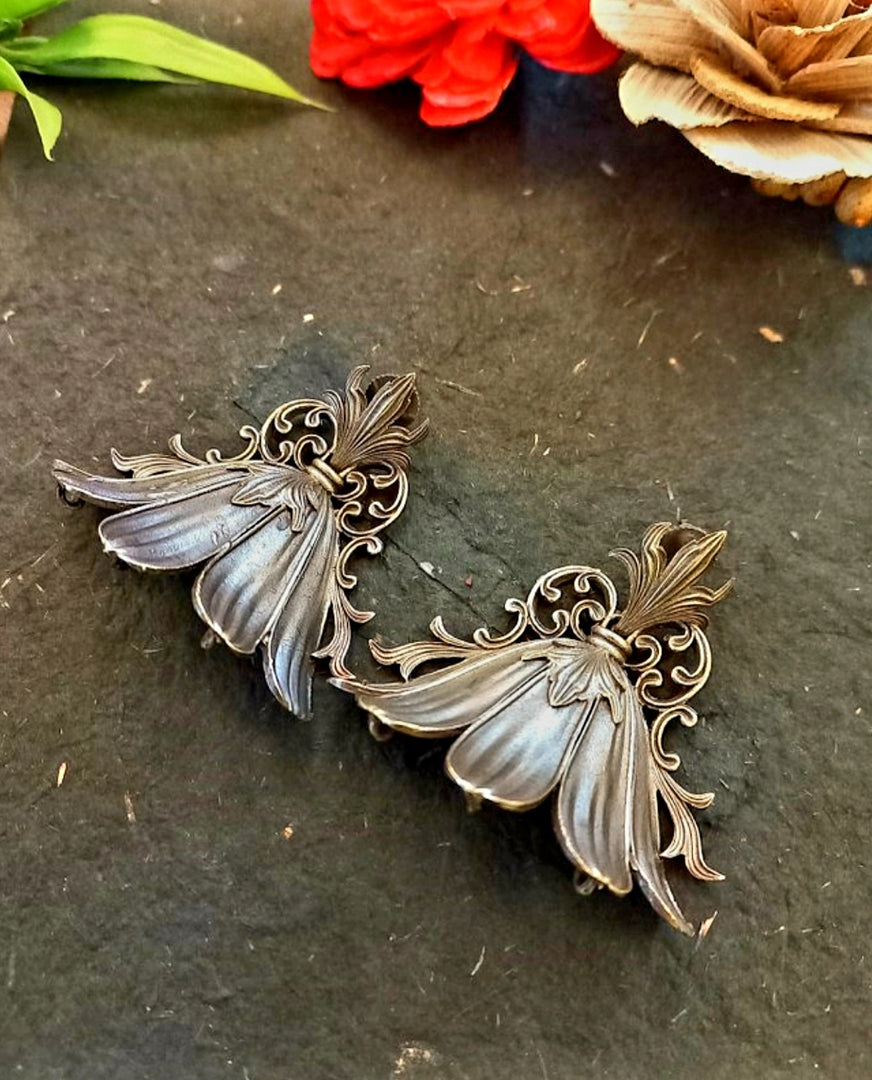 Ekani Mahi Quirky Silver Lookalike Brass Statement Earrings