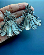 Load image into Gallery viewer, Ekani Mahi Quirky Silver Lookalike Brass Statement Earrings
