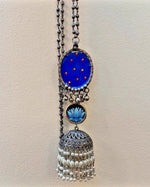 Load image into Gallery viewer, Ekani Kusum Silver Jhumka  Meenakari Long Chain Necklace
