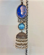 Load image into Gallery viewer, Ekani Kusum Silver Jhumka  Meenakari Long Chain Necklace
