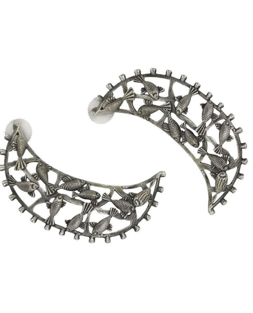 EKANI VASUDHA SILVER OXIDISED EARRINGS