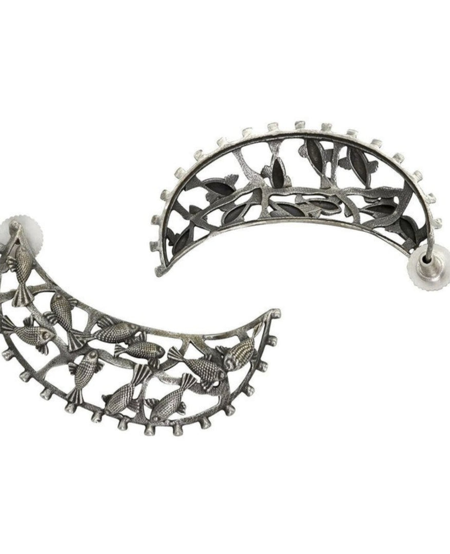 EKANI VASUDHA SILVER OXIDISED EARRINGS