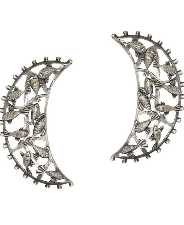EKANI VASUDHA SILVER OXIDISED EARRINGS
