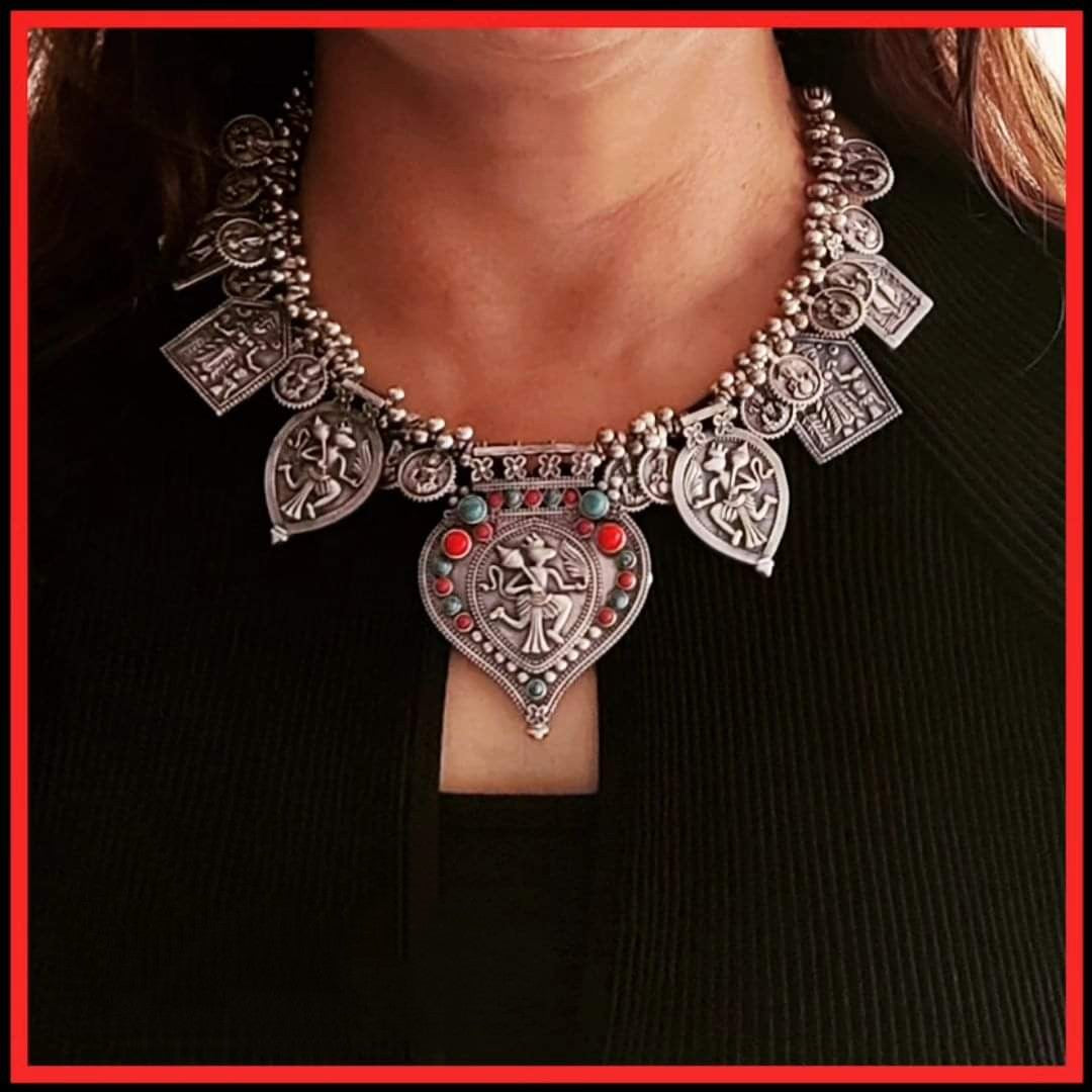 Ekani Avismaya Brass Silver Handcrafted Jewelry Set