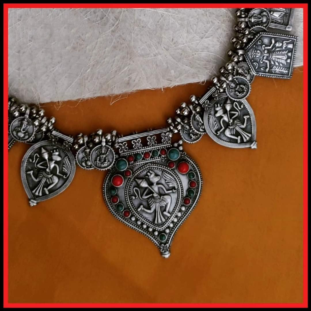 Ekani Avismaya Brass Silver Handcrafted Jewelry Set
