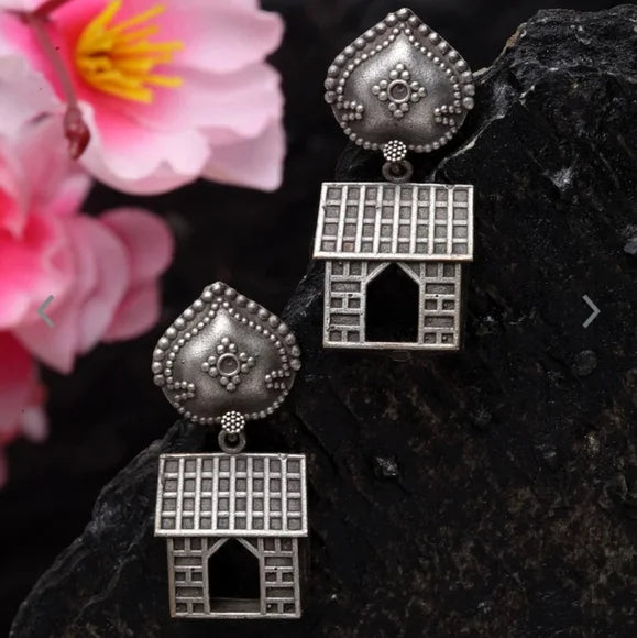 Ekani Gharonda Silver Plated Quirky Drop Earrings