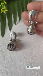 Load and play video in Gallery viewer, Ekani Handcrafted Silver-plated Antique Tribal Drop Earrings
