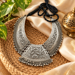 Load image into Gallery viewer, Ekani Chitai Work Silver-Plated Brass Choker Cum Necklace