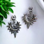 Load image into Gallery viewer, Ekani Shakti Trishul Brass Silver Earrings
