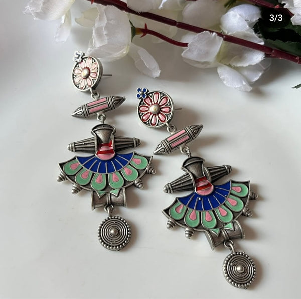 Ekani Nautanki Meenakari Hand Painted Drop Earrings