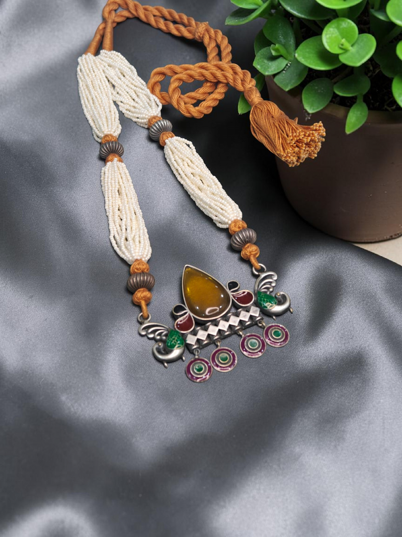 Ekani Meenakari Monalisa Stone Statement Necklace