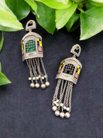 Load image into Gallery viewer, Ekani Meenakari Jharokha Chain Drop Earrings

