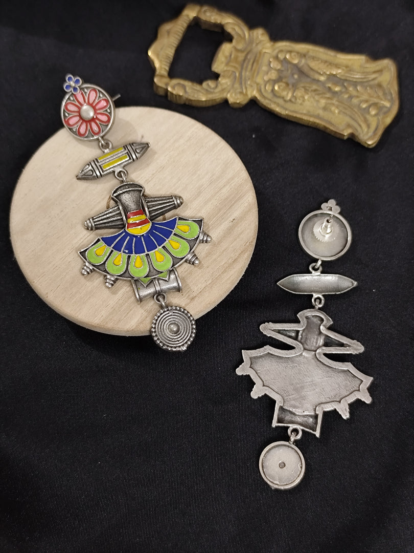 Ekani Nautanki Meenakari Hand Painted Drop Earrings