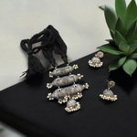 Load image into Gallery viewer, Ekani Mandira Brass Silver Replica  Tabeez Necklace With Earrings
