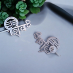 Load image into Gallery viewer, Ekani Shiv Brass Silver Replica Unisex Stud Earrings
