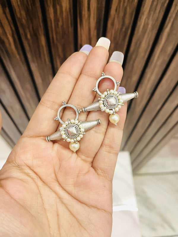 Ekani Raahi Brass Pearl Drop Stud Earrings