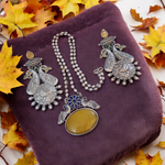 Load image into Gallery viewer, Ekani Anokhi Brass Alloy Silver Monalisa Stones  Necklace Set
