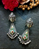 Load image into Gallery viewer, Ekani Shariya Silver Brass Meenakari Stone Earrings
