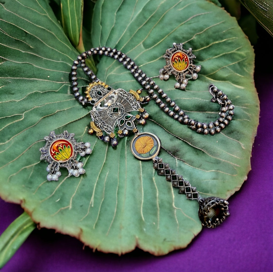 Ekani Prakriti Meenakari Handpainted Necklace Set