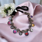 Load image into Gallery viewer, Ekani Prakriti Brass Silver Meenakari Vintage Necklace
