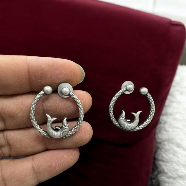 Ekani Meen Brass Hoop Stud Earrings
