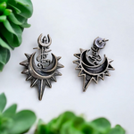 Load image into Gallery viewer, Ekani Shakti Trishul Brass Silver Earrings
