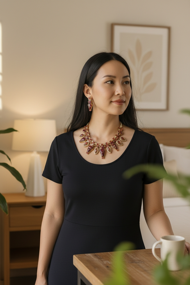 Ekani Firestone Royale Statement Necklace Set