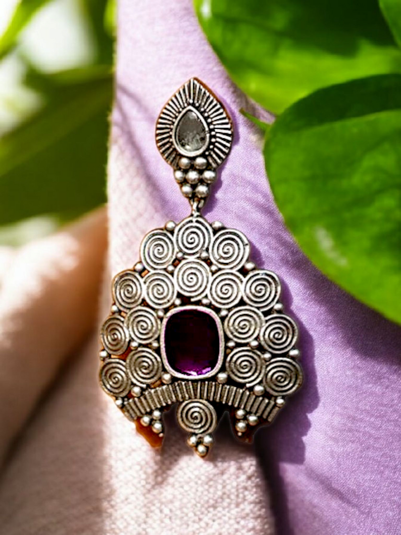 Ekani Mandushi Brass Silver Statement Earrings